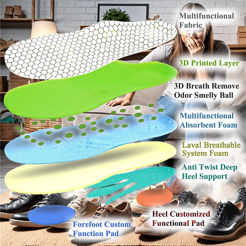 Remove Smelly & Stinky Odor with Breathable Insoles
