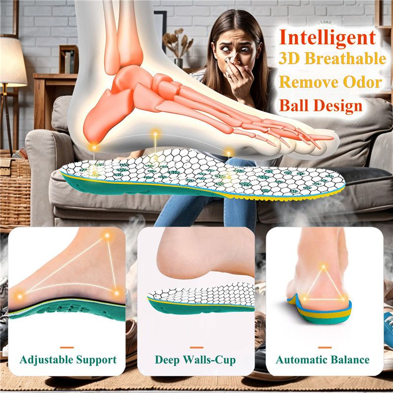 Remove Smelly & Stinky Odor with Breathable Insoles