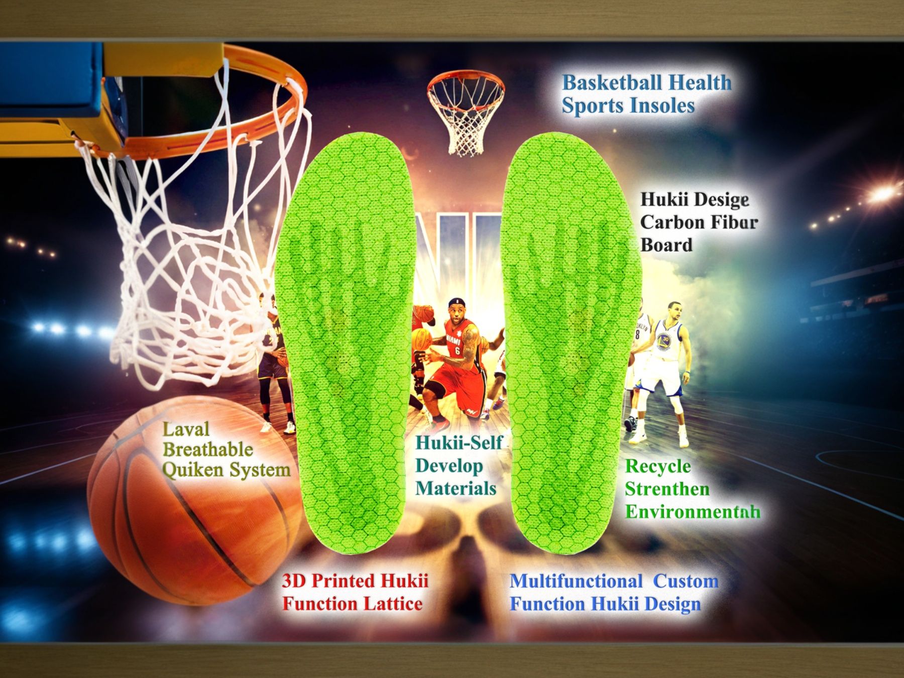 The worlds first pair 3D Printed Breathable Carbon Basketball Shoe Insole